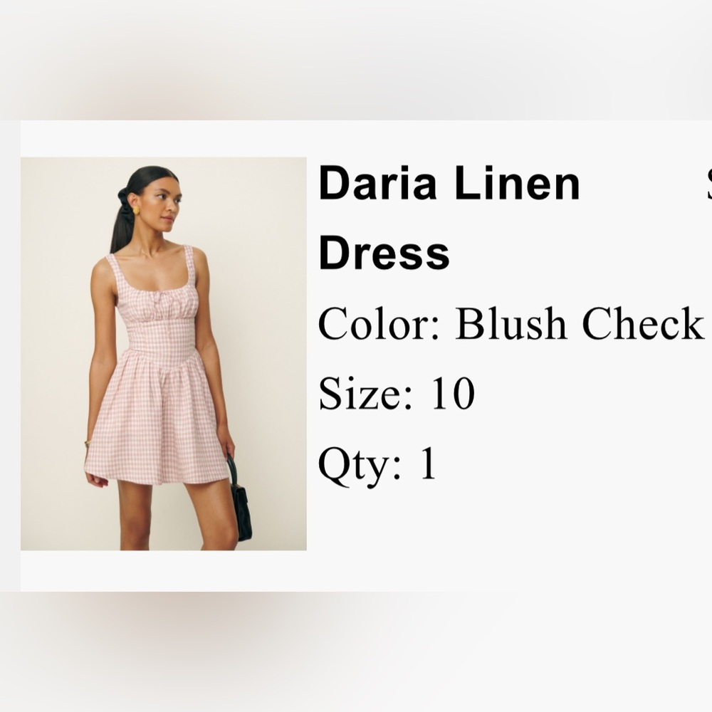 Reformation Daria Linen Mini Dress in Blush Check